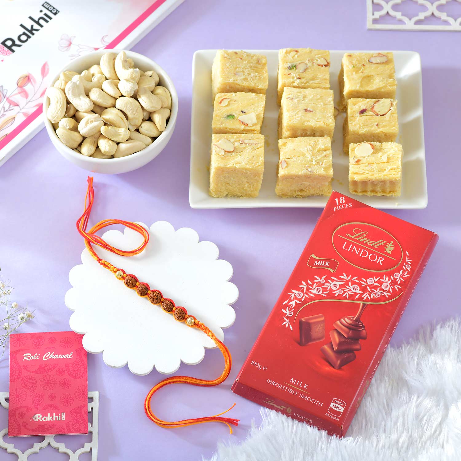 Saffron Rudraksh Rakhi Hamper