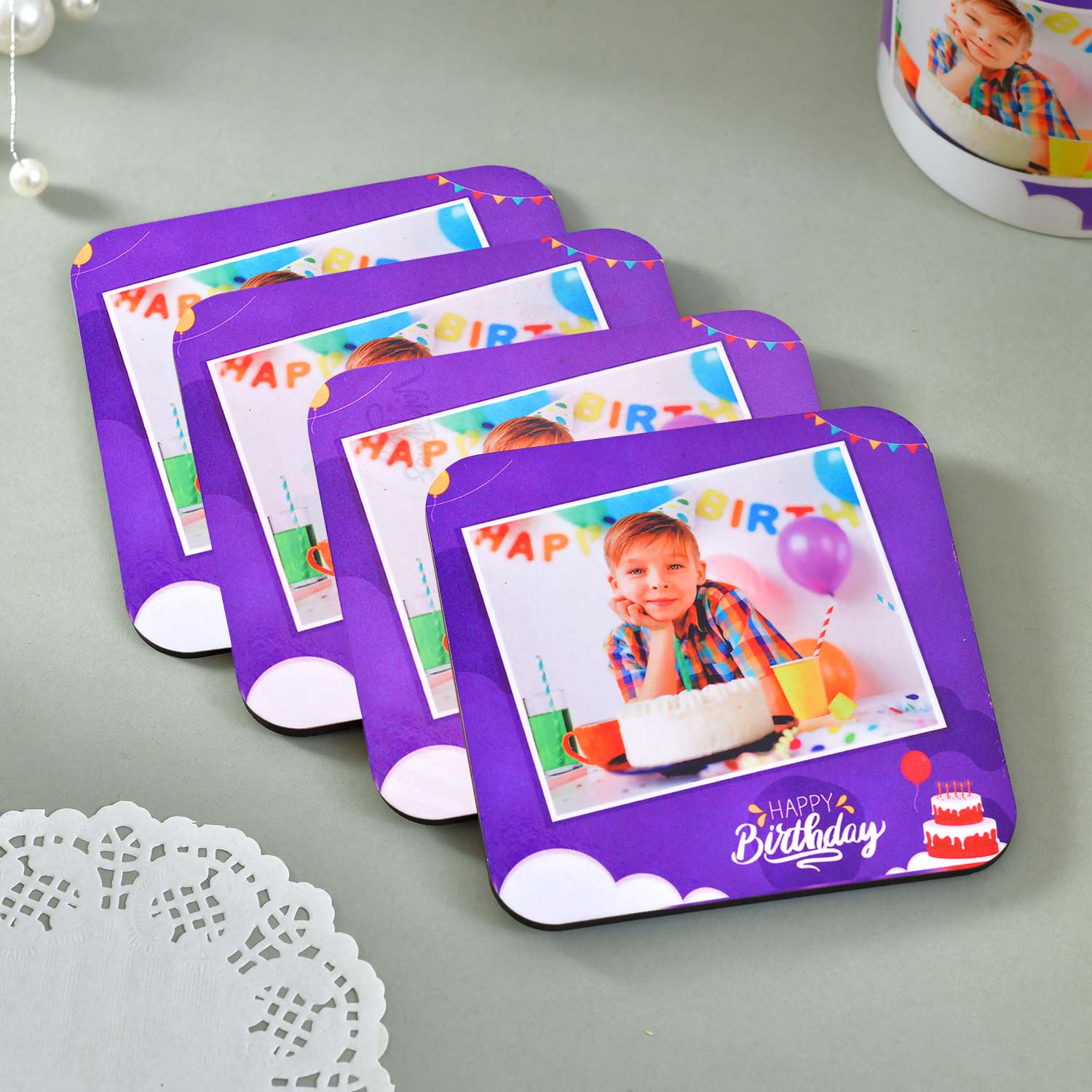 Birthday Special Personalized Photo Tea Coaster