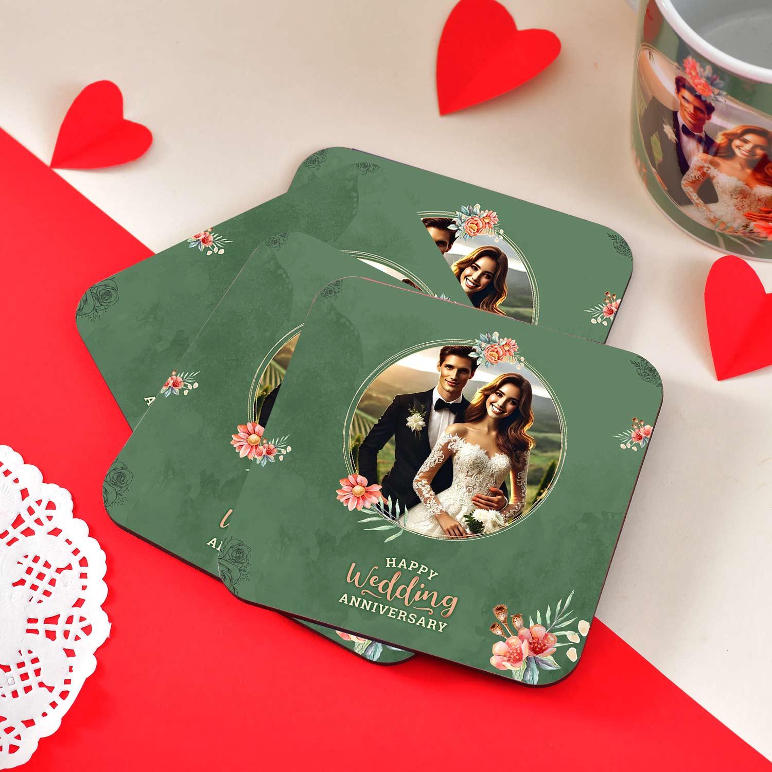 Wedding Anniversary Personalized Tea Coaster