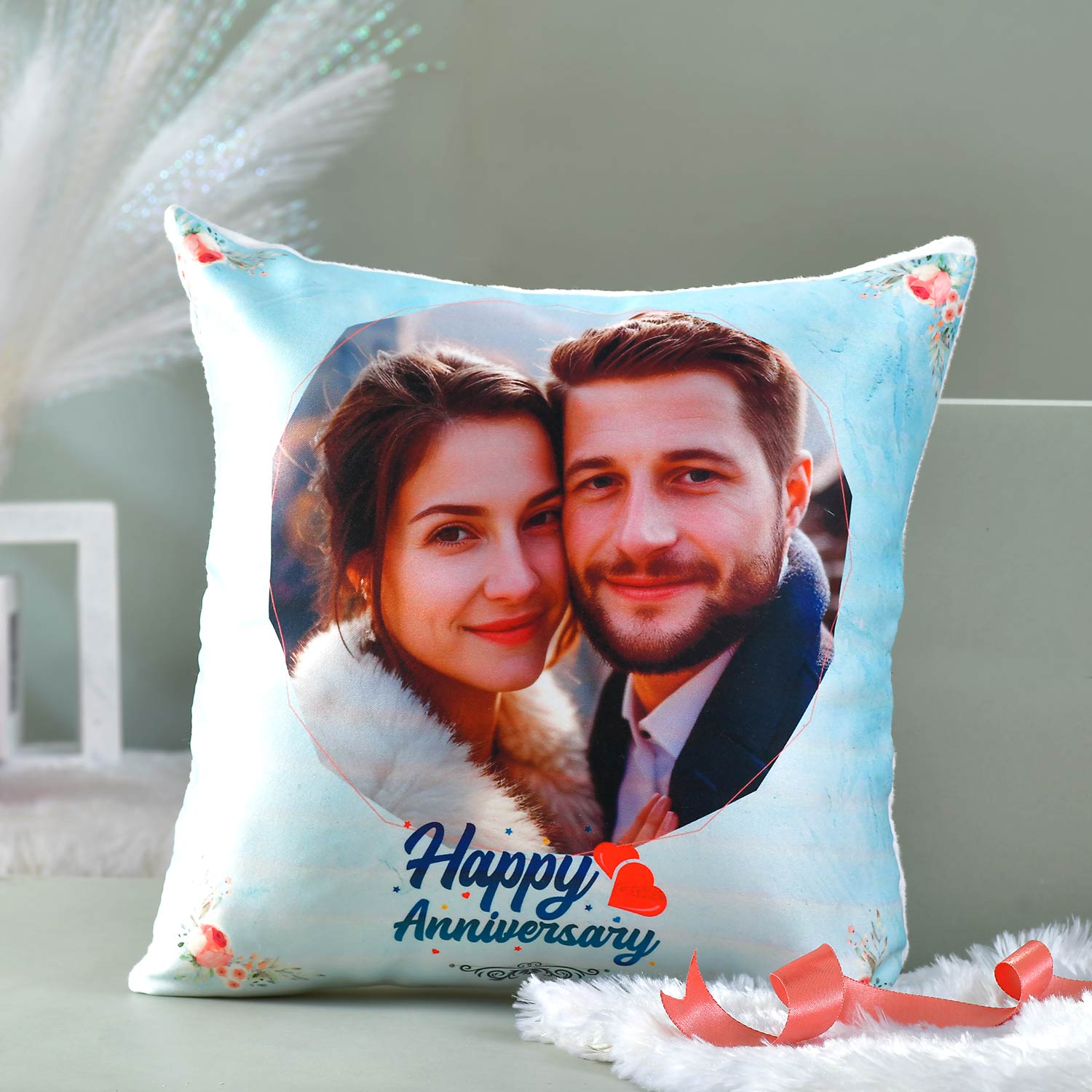 Personalized Happy Anniversary Cushion
