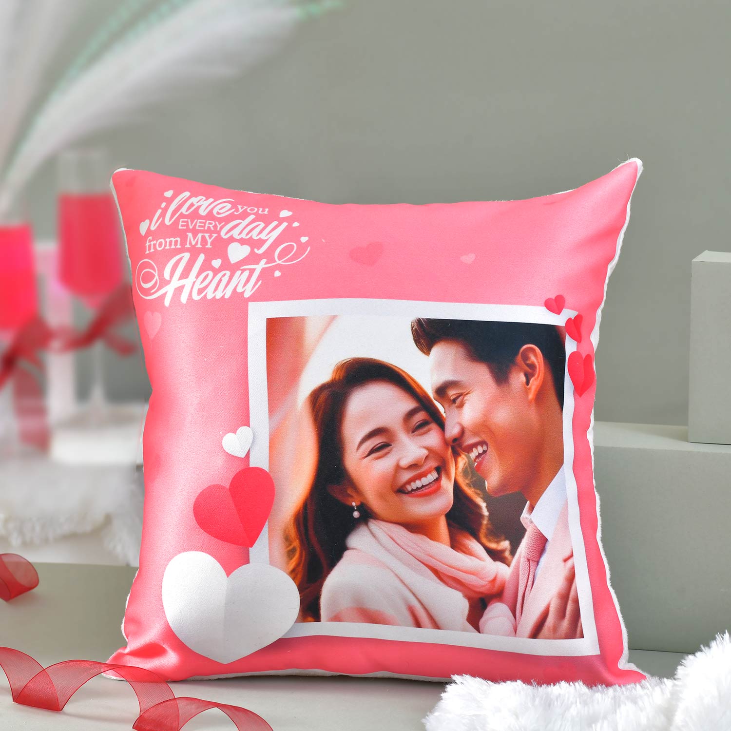 Romantic Personalized Photo Cushion