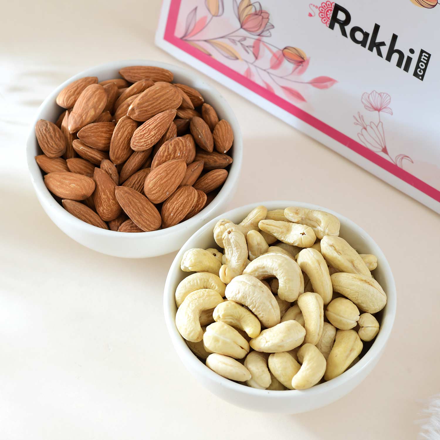 Golden Lotus Flower Rakhi With Dry Fruits