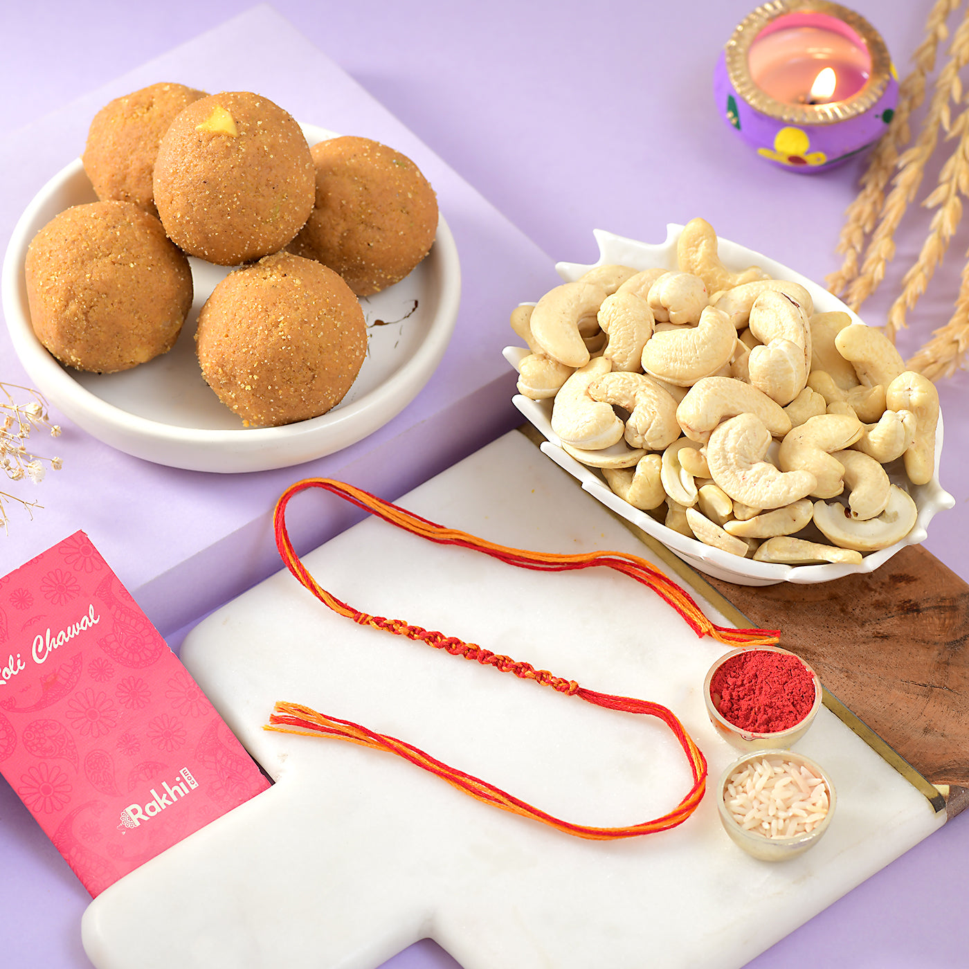 Hand Crafted Thread With Laddu and Cashew