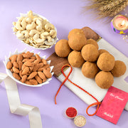 Hand Crafted Moli Rakhi With Sweets & Nuts