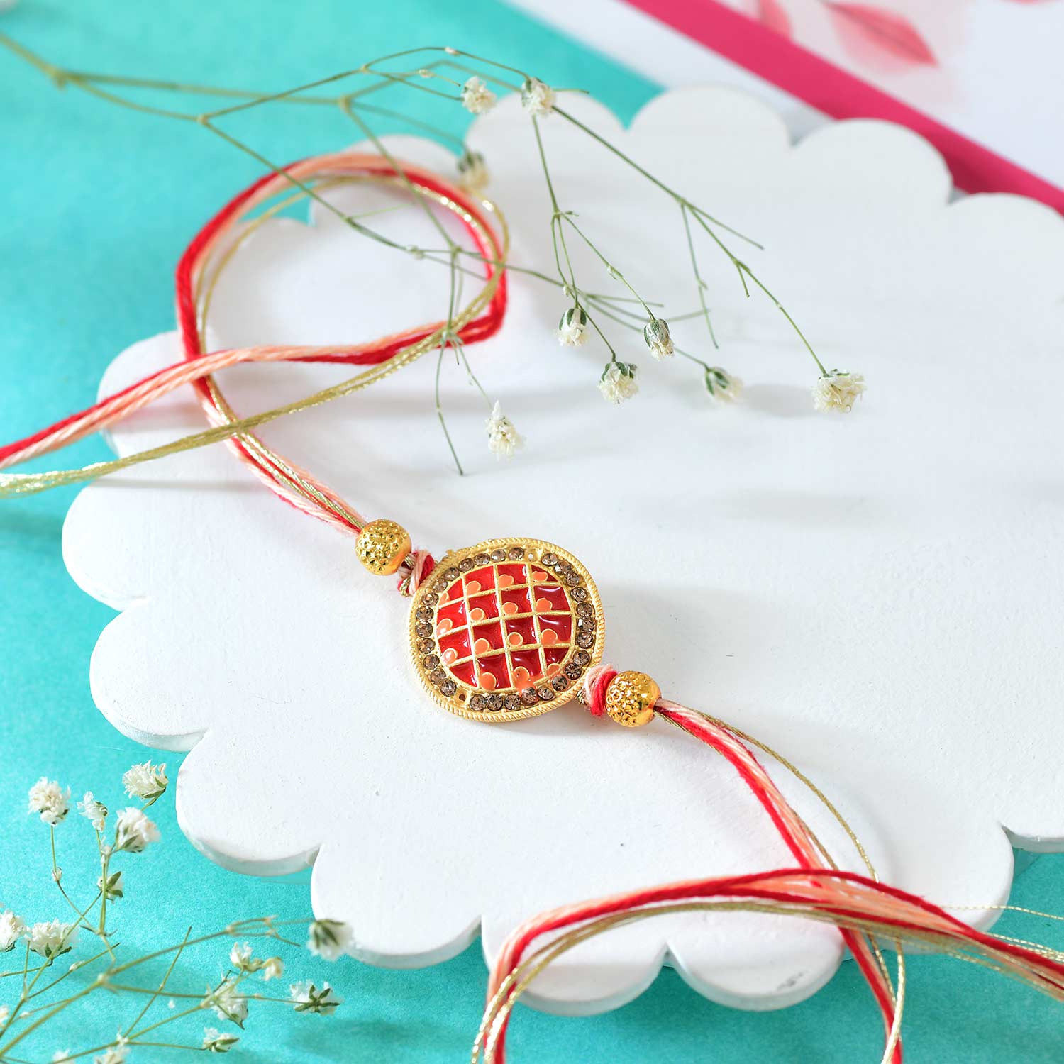 2 Golden Mantra Rakhi Set