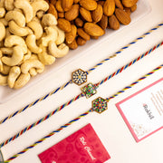 3 Meenakari Rakhi Set With Dry Fruits
