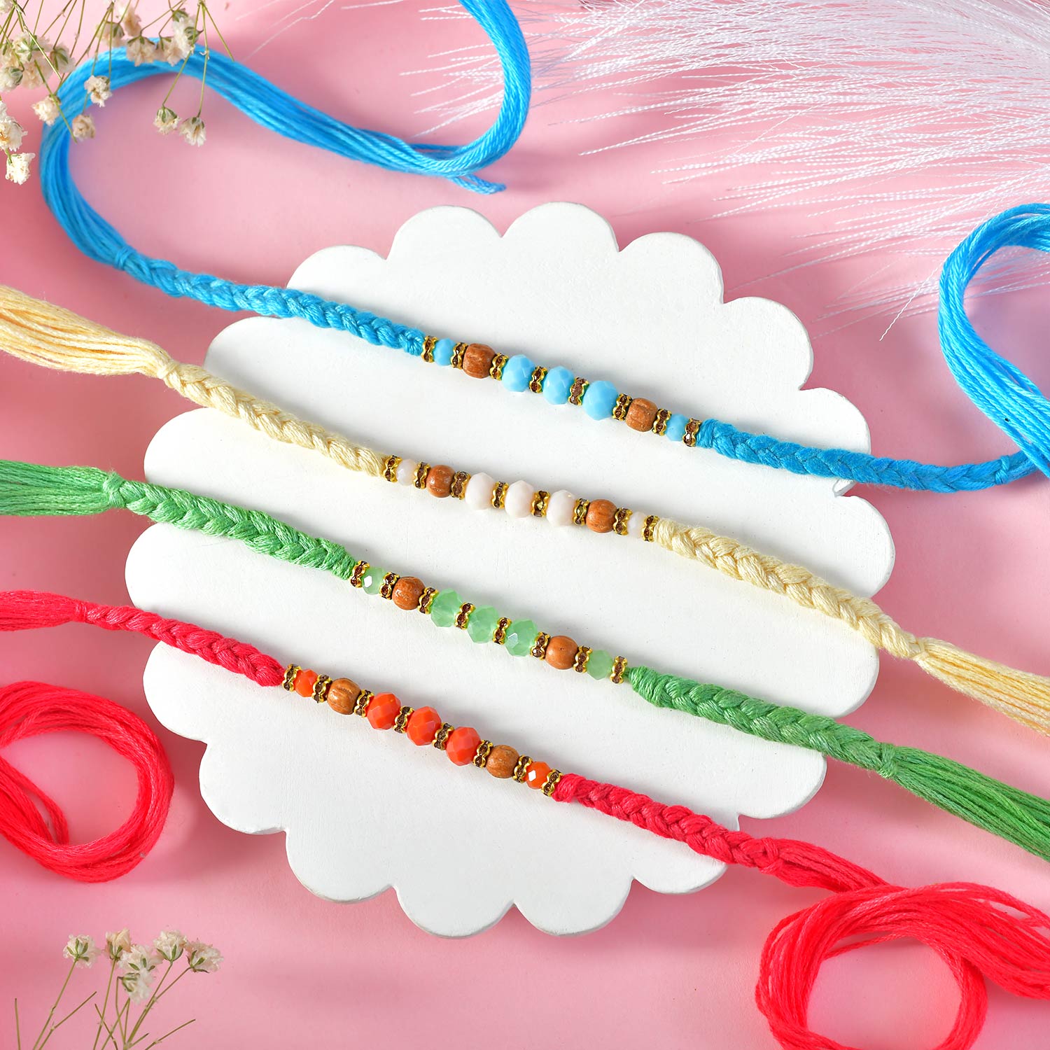 Hand Braided Colorful Rakhi Set