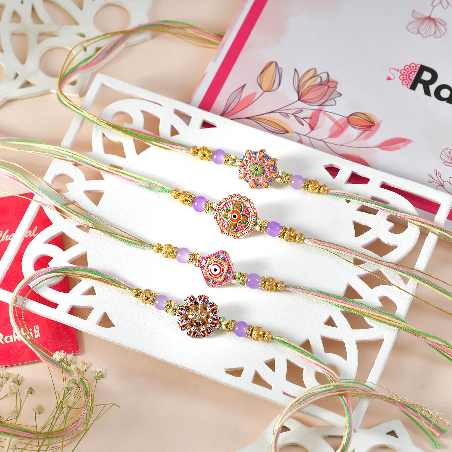4 Rangoli Rakhi Set