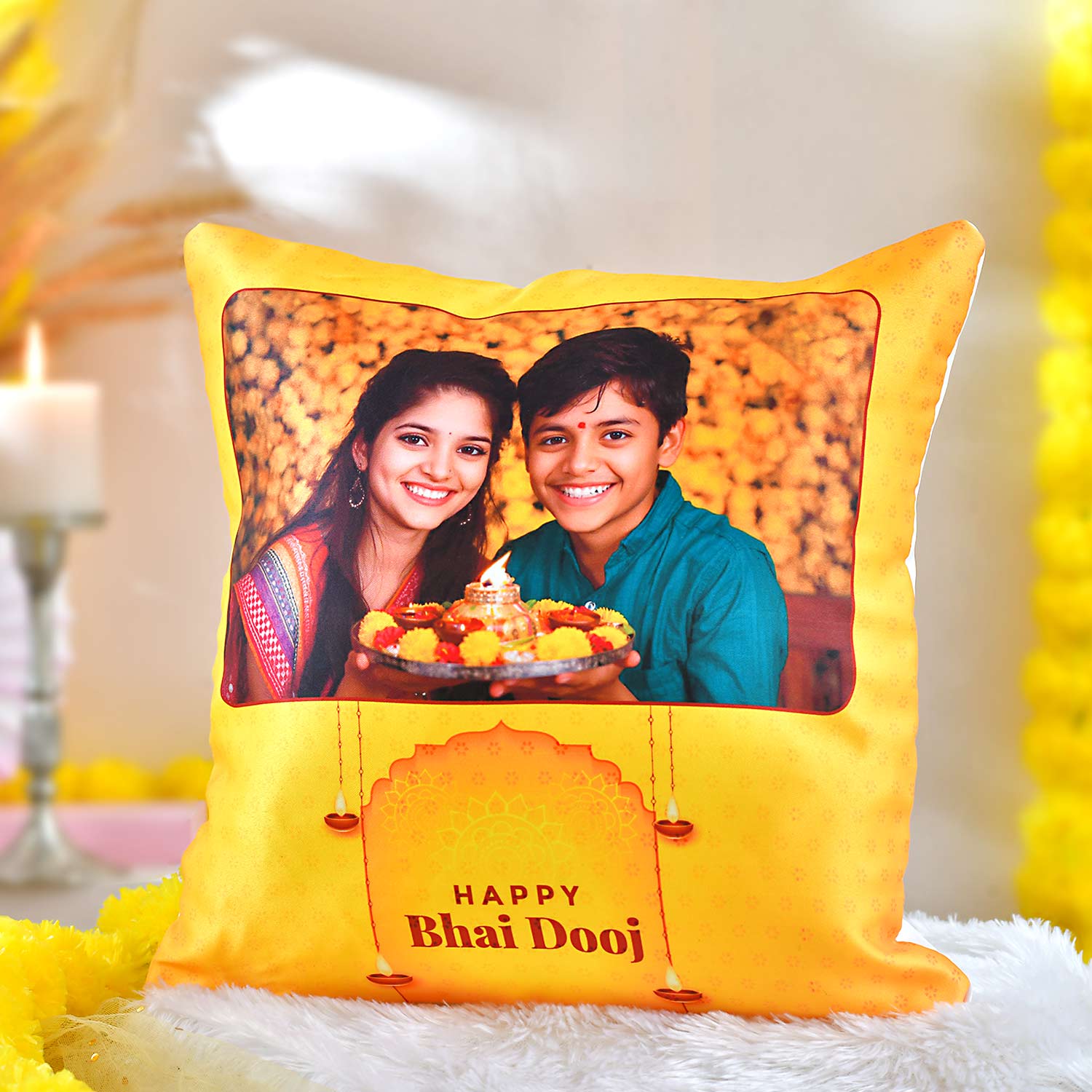 Personalized Cushion For Bhaidooj